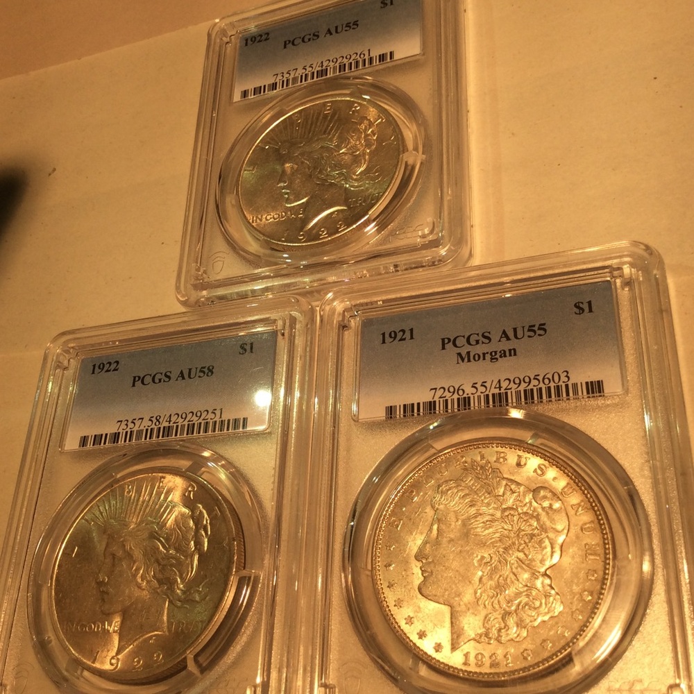 One 1 About Uncirculated PCGS Graded 1920’s Morgan or Peace Old Silver Dollar